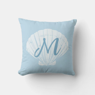 Seashell Beach Coastal Monogram Throw Pillow
