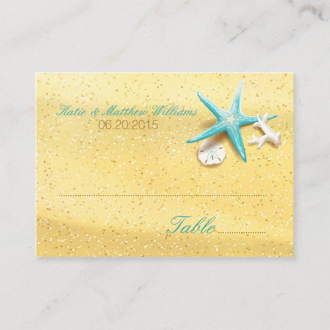 Seashell Beach Destination Wedding Place Cards (Front)