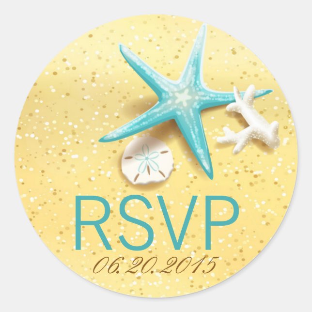 Seashell Beach Destination Wedding RSVP Label (Front)