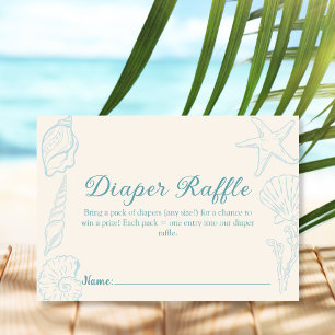  Seashell Beach Diaper Raffle Baby Shower  Enclosure Card