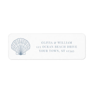 Seashell Beach Dusty Blue Wedding Return Address