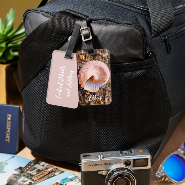 Seashell Beach Holiday Photo Personalized  Luggage Tag (Front & Back)