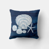 Seashell Beach House Navy Starfish Sand Dollar Throw Pillow (Back)