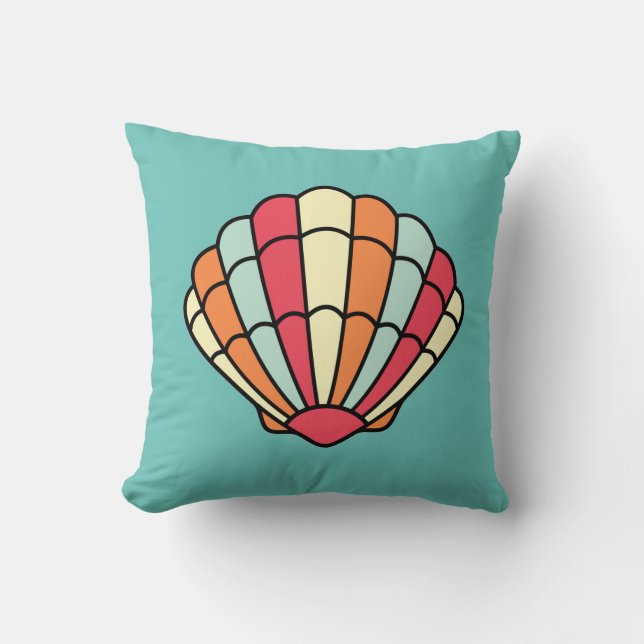 Seashell Beach Nautical Throw Toss Pillow (Front)