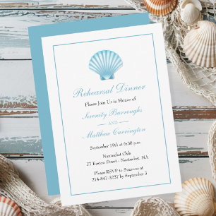 Seashell Beach Rehearsal Dinner Wedding Invitation