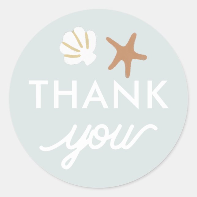 Seashell Beach Starfish Gift Thank You Favor Classic Round Sticker (Front)