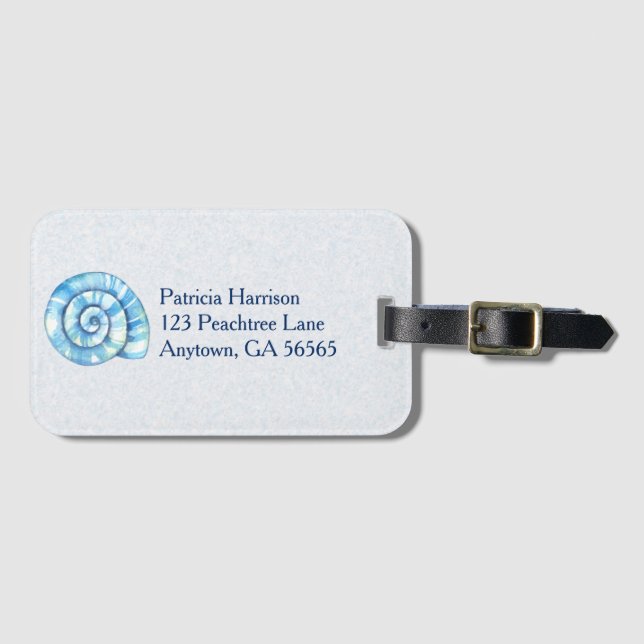 Seashell Beach Vacation Customizable Luggage Tag (Front Horizontal)