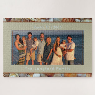 Seashell Beach Vacation Family Photo  Jigsaw Puzzle