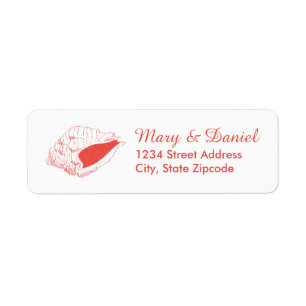 Seashell Beach Wedding Adresse de retour Label(cor