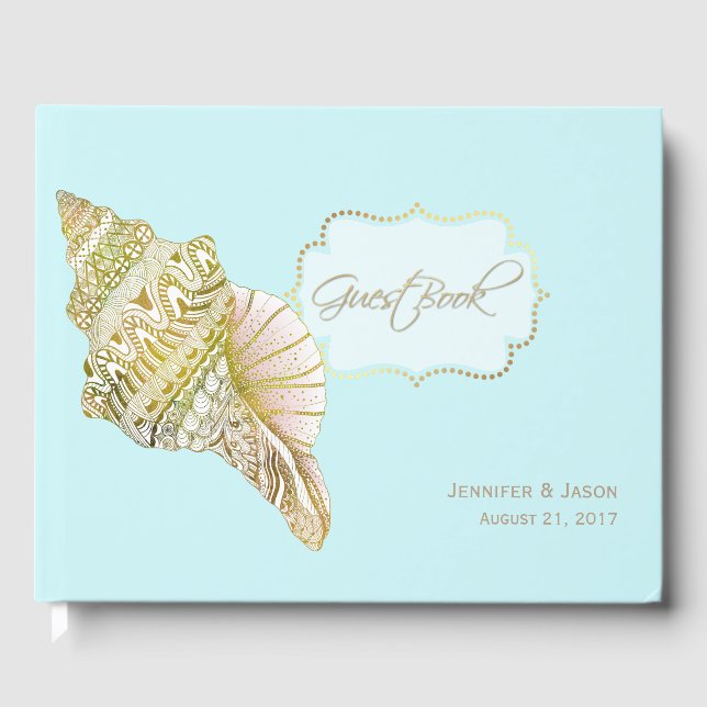 Seashell Beach Wedding Guest Book (Front)