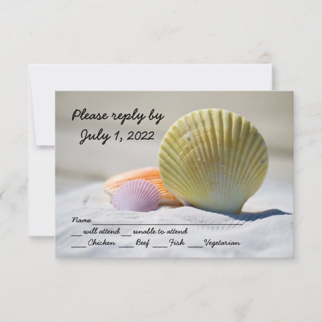 Seashell Beach Wedding Respond Cards (Front)