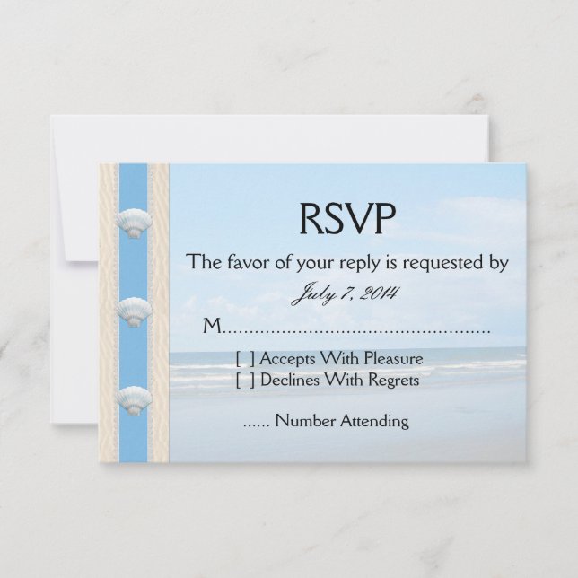 Seashell Beach Wedding RSVP Card (Front)