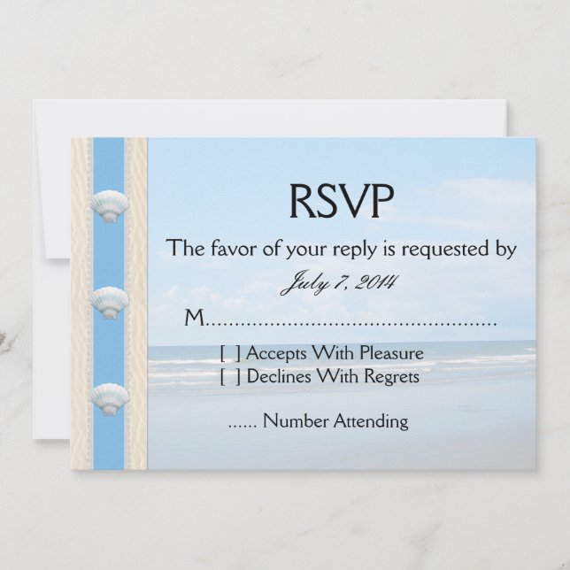 Seashell Beach Wedding RSVP Invitation (Front)
