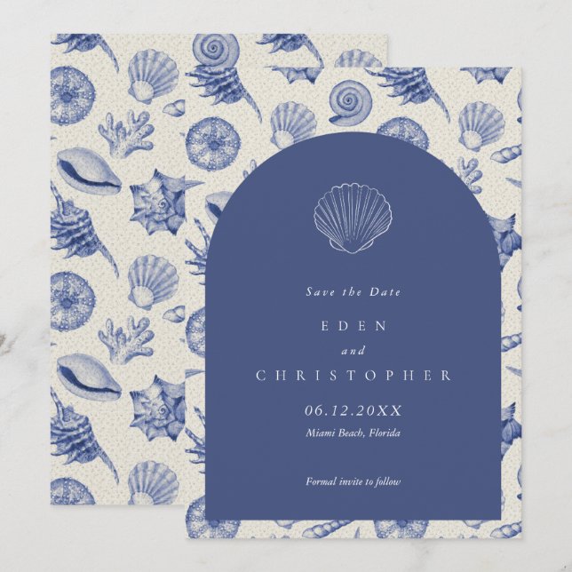 Seashell Beach Wedding Save The Date (Front/Back)