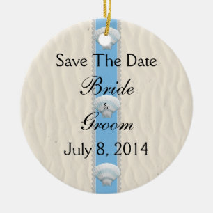 Seashell Beach Wedding Save The Date Ceramic Ornament