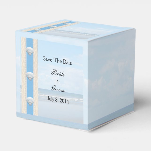 Seashell Beach Wedding Save The Date Favor Box (Back Side)