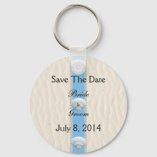 Seashell Beach Wedding Save The Date Keychain