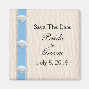 Seashell Beach Wedding Save The Date Magnet
