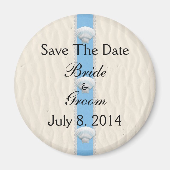 Seashell Beach Wedding Save The Date Magnet (Front)