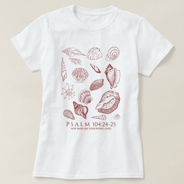 Seashell Bible Verse T-Shirt (Design Front)