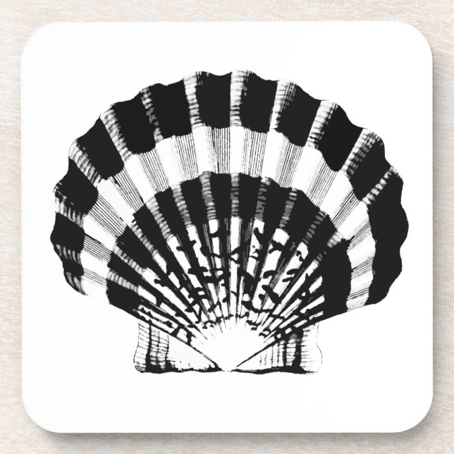 Seashell - black and white coaster (Front)