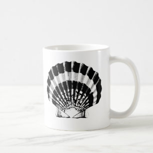 Seashell - black and white coffee mug