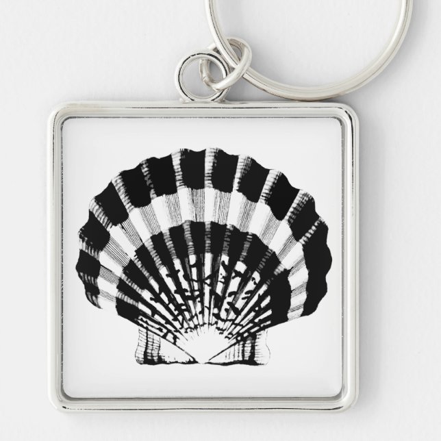 Seashell - black and white keychain (Front)