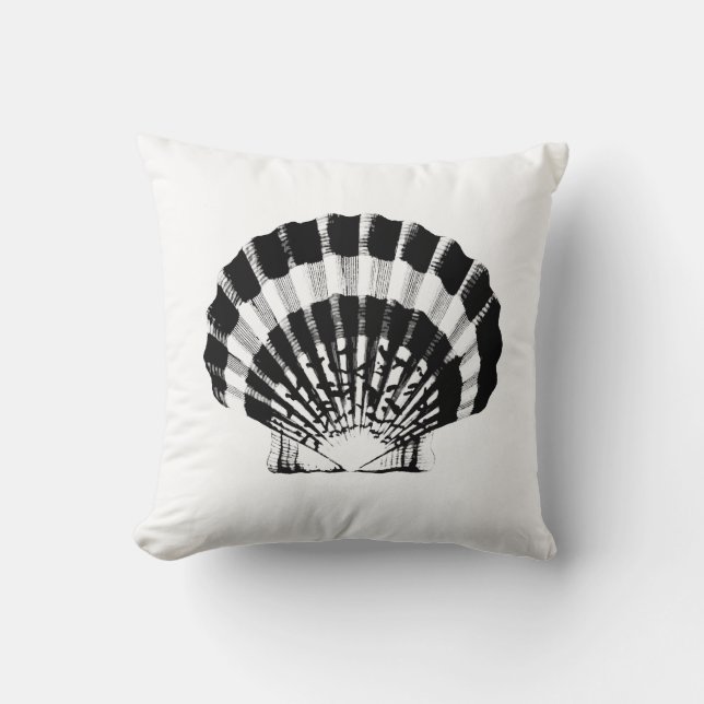 Seashell - black and white throw pillow (Front)