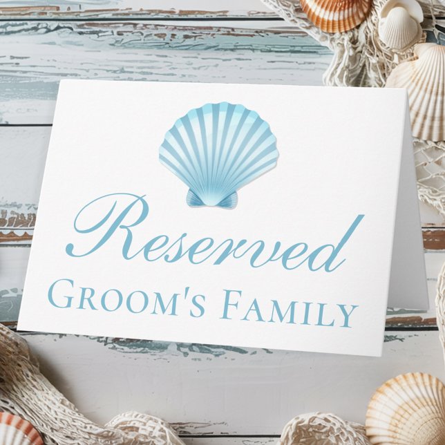 Seashell Blue Nautical Beach Wedding Reserved Invitation (Creator Uploaded)