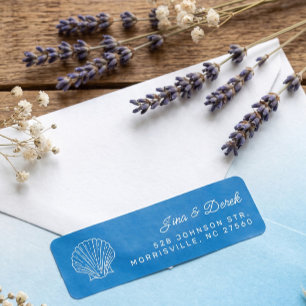 Seashell Blue Wedding Return Address