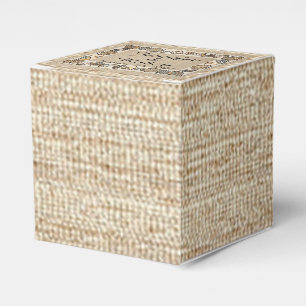 Seashell Border on Brown Weave Wedding Favor Box