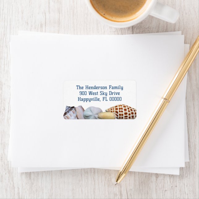 Seashell Border Wide Return Address Labels (Insitu)
