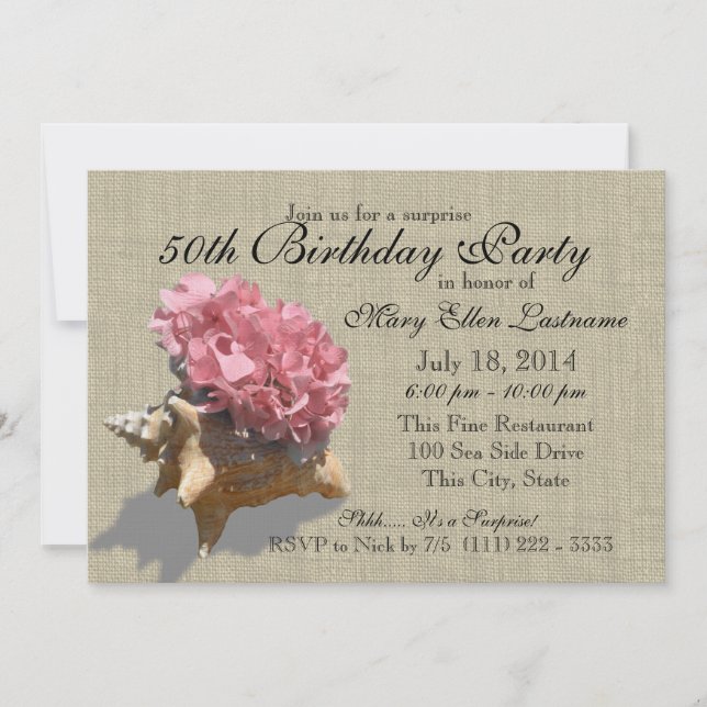 Seashell Bouquet 50th Birthday Party Invitation (Front)