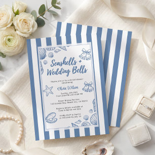 Seashell Bridal Shower Blue Nautical Custom Invitation