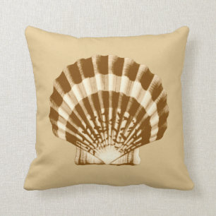 Seashell - brown and beige throw pillow