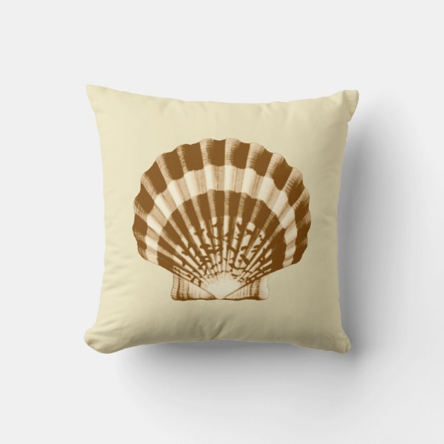 Seashell - brown and beige throw pillow (Front)