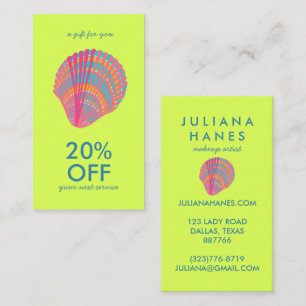 Seashell Chic Minimalist Beachy  Colorful   Discount Card