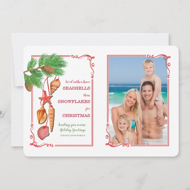 Seashell Christmas Photo Card (Front)