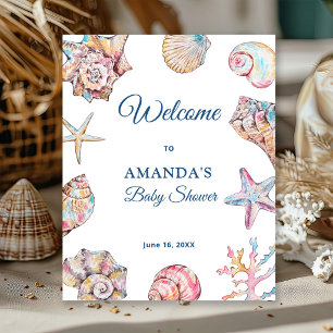 Seashell Coastal Baby Shower Welcome  Poster