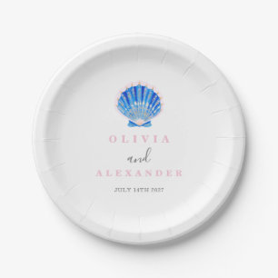 Seashell coastal beach wedding paper plate