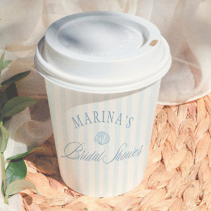 Seashell Coastal Bridal Shower Paper Cups