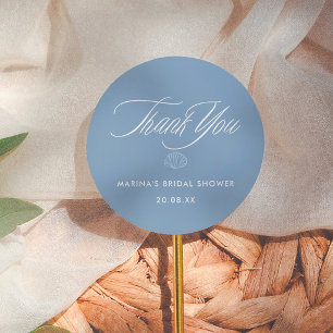 Seashell Coastal Bridal Shower Thank You Favour Classic Round Sticker