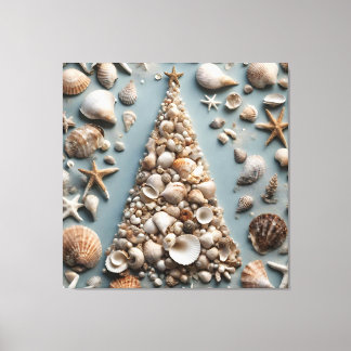 Seashell Coastal Christmas Tree Canvas Print