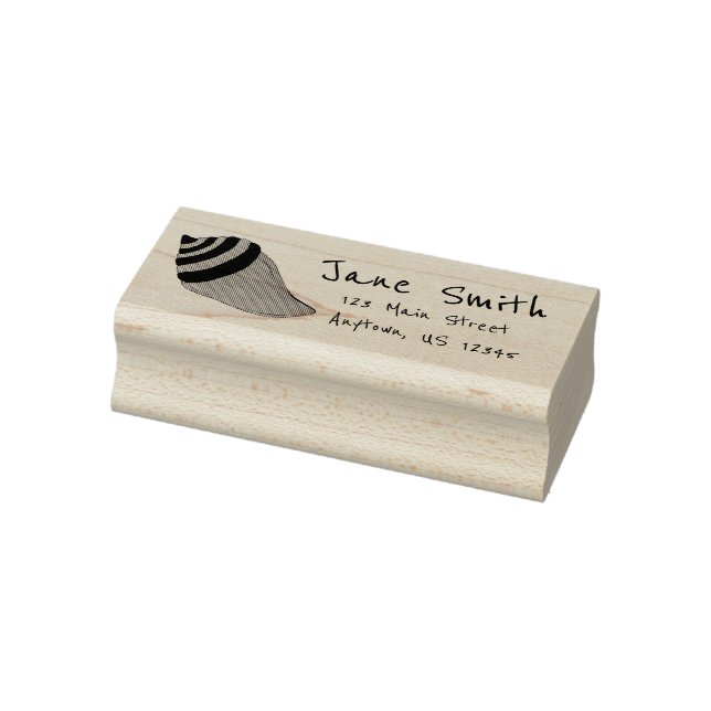 Seashell Conch Shell Beach Vacation Sea Address Rubber Stamp (Stamp)