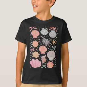 Seashell Coquette Bow Beach Summer Vacation Family T-Shirt