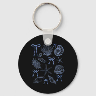 Seashell Coquette Bow Hawaii Beach Summer Vacation Keychain
