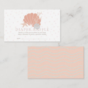 Seashell Coral Pink Baby Diaper Raffle Ticket Enclosure Card