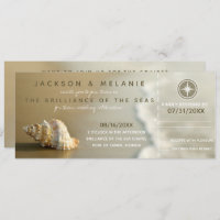 Seashell Cruise Ship Boarding Pass Wedding RSVP