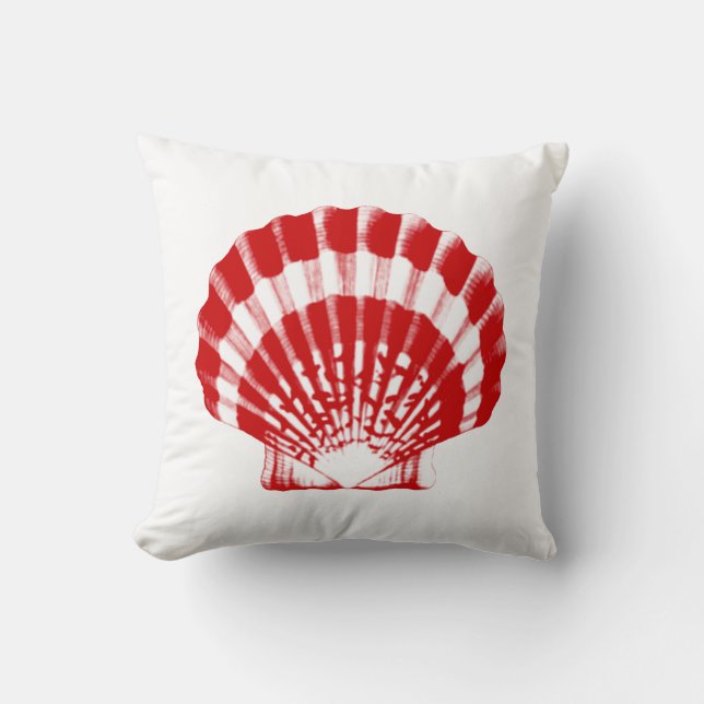 Seashell - deep red and white throw pillow (Front)