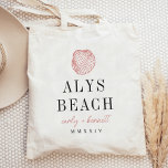 Seashell Destination Wedding Welcome Tote Bag<br><div class="desc">Welcome guests to your destination wedding with these chic beachy personalized tote bags. Design features a coral seashell illustration with your wedding destination beneath (shown with Alys Beach) on two lines of classic serif lettering. Add your names beneath in handwritten cursive script, as well as the year. Text colours can...</div>